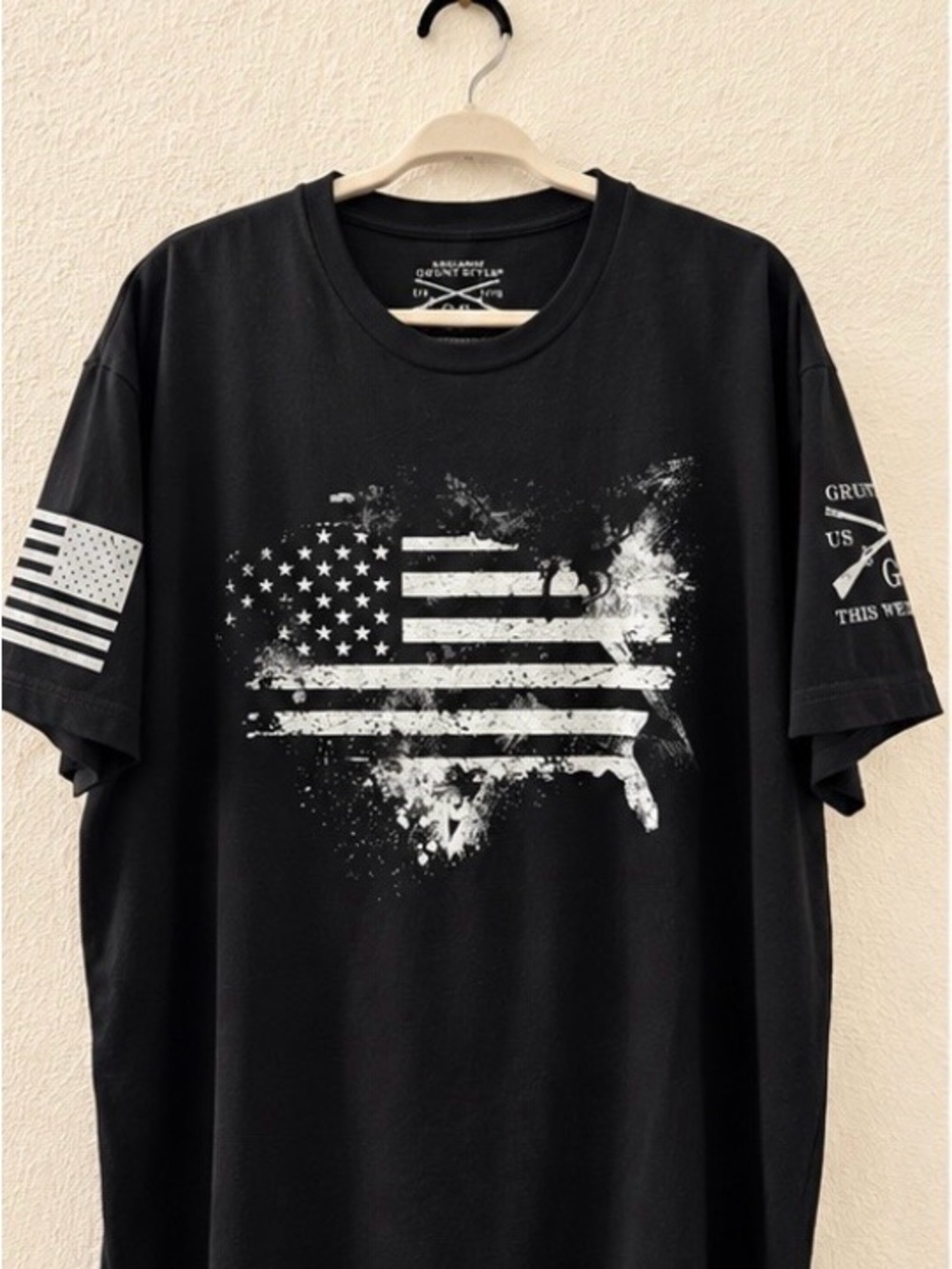 Grunt Style Men’s 3XL Black American Flag USA Graphic T-Shirt